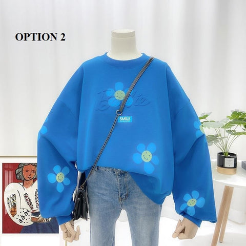 New Flower Embroidered, Round Neck, Long Sleeve, Elegant, Fall Winter Soft Sweater CODE: KAR1251