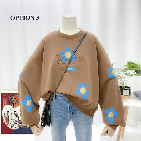 New Flower Embroidered, Round Neck, Long Sleeve, Elegant, Fall Winter Soft Sweater CODE: KAR1251