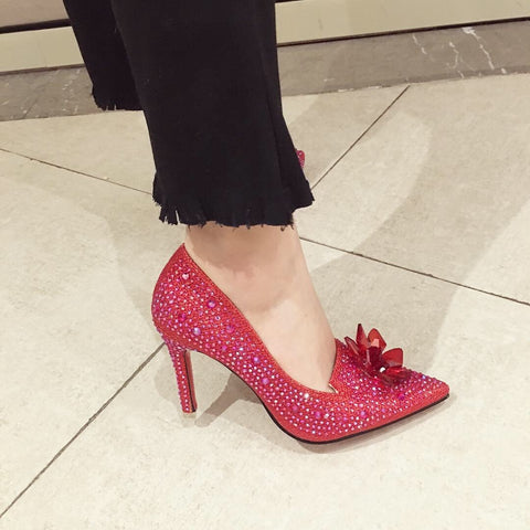 New Elegant rhinestone, pointed toe and high heel shoe CODE: KAR1252