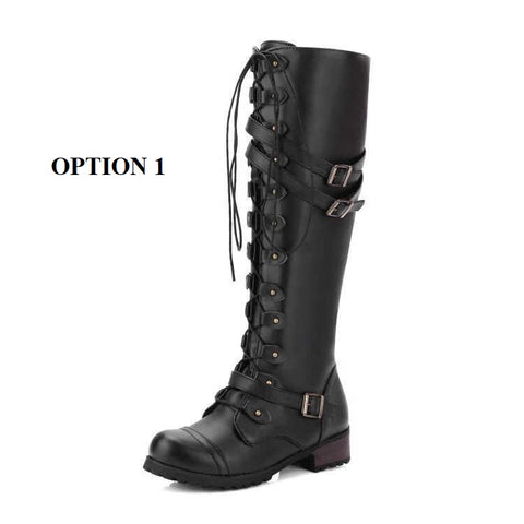 New  Winter Collection Flat and Sexy, Retro Buckle, for Snow, High Leather Lace Up Boot CODE: KAR1253