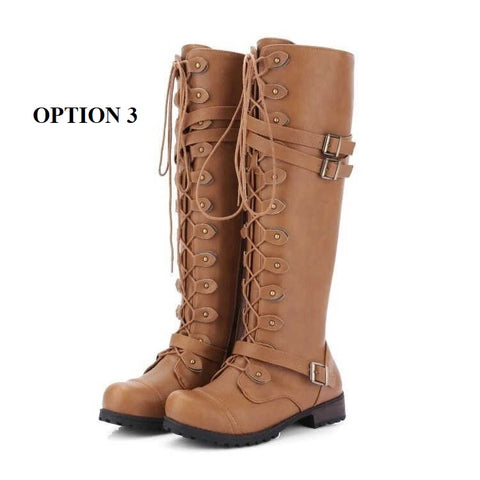 New  Winter Collection Flat and Sexy, Retro Buckle, for Snow, High Leather Lace Up Boot CODE: KAR1253