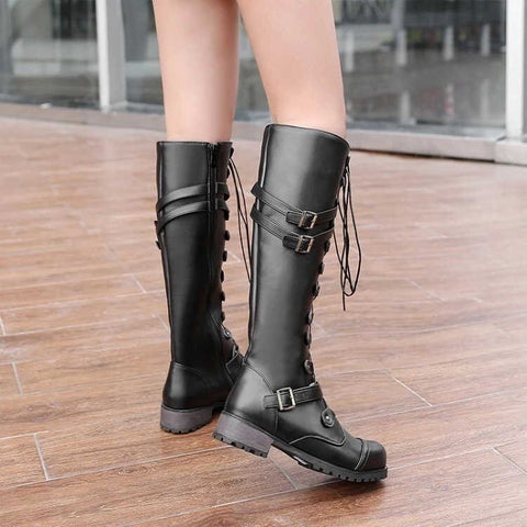 New  Winter Collection Flat and Sexy, Retro Buckle, for Snow, High Leather Lace Up Boot CODE: KAR1253