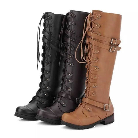 New  Winter Collection Flat and Sexy, Retro Buckle, for Snow, High Leather Lace Up Boot CODE: KAR1253