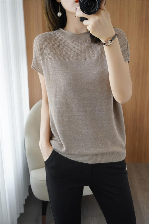 New Sleeveless knitted, round neck, cropped loose top CODE: KAR1263