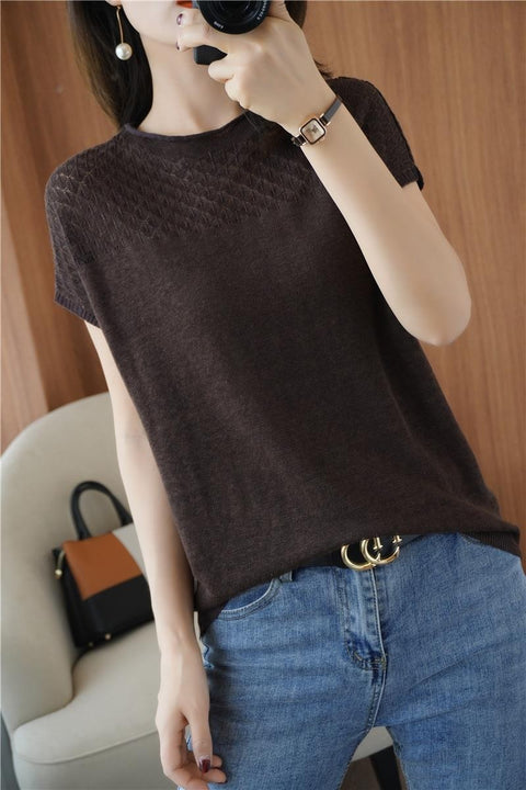 New Sleeveless knitted, round neck, cropped loose top CODE: KAR1263