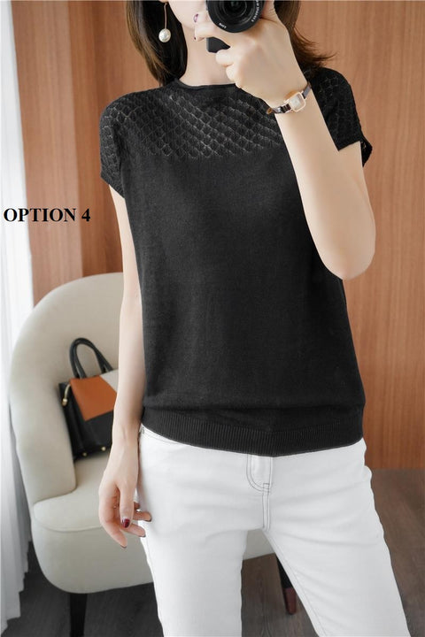 New Sleeveless knitted, round neck, cropped loose top CODE: KAR1263
