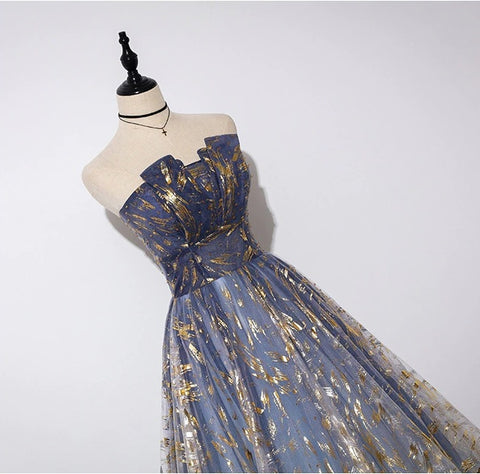 Sexy, Elegant, Blue, Gradient, Prom Wear, Lace Up Strapless Evening Dress CODE: KAR1271
