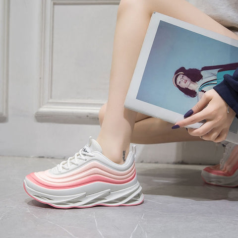 New Breathable Mesh, Chunky Blade Running Sneakers, Zebra Stripe Sports Shoes CODE: KAR1274