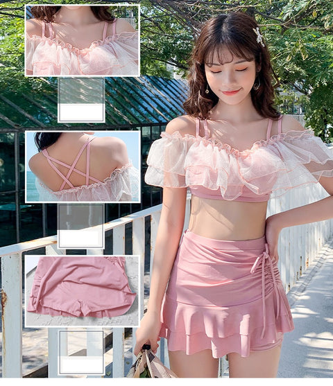 new summer collection Sexy, cute, Slim, open back, high waist, Pink 2-piece swimsuit CODE: KAR1276