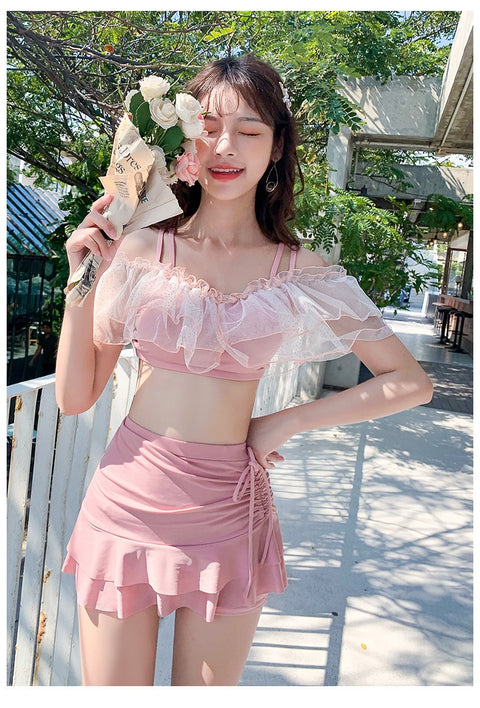 new summer collection Sexy, cute, Slim, open back, high waist, Pink 2-piece swimsuit CODE: KAR1276