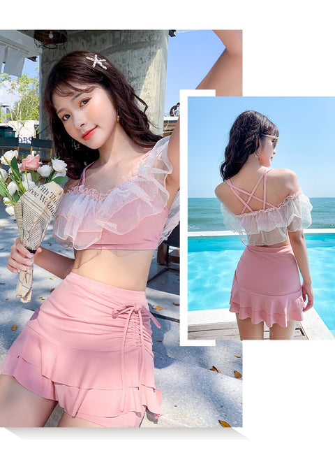 new summer collection Sexy, cute, Slim, open back, high waist, Pink 2-piece swimsuit CODE: KAR1276