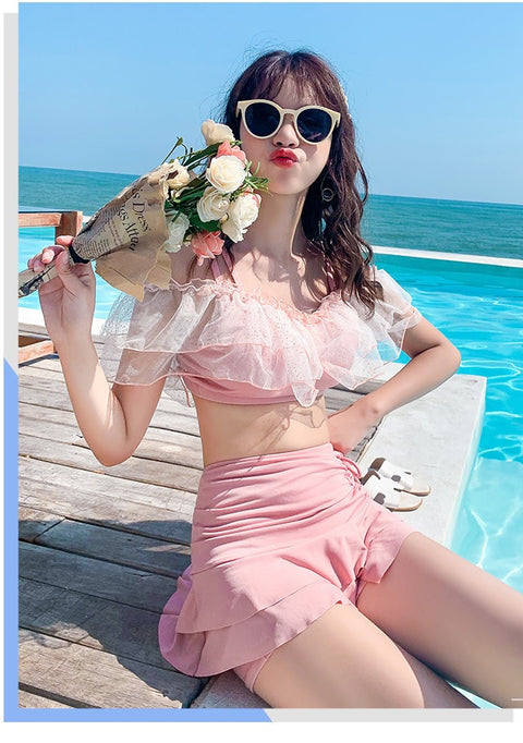 new summer collection Sexy, cute, Slim, open back, high waist, Pink 2-piece swimsuit CODE: KAR1276