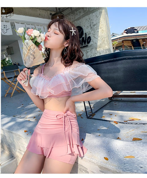 new summer collection Sexy, cute, Slim, open back, high waist, Pink 2-piece swimsuit CODE: KAR1276