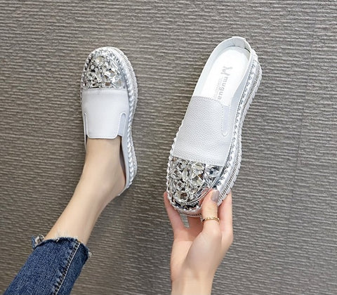 New Fashionable Casual Rhinestone Platform Leather Vulcanized Shoes CODE: KAR1277
