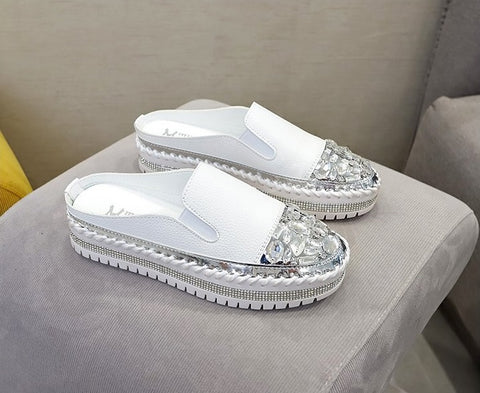 New Fashionable Casual Rhinestone Platform Leather Vulcanized Shoes CODE: KAR1277