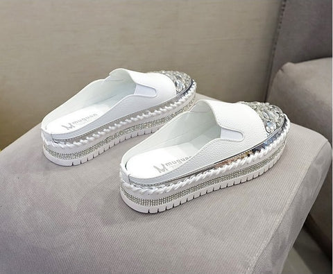 New Fashionable Casual Rhinestone Platform Leather Vulcanized Shoes CODE: KAR1277