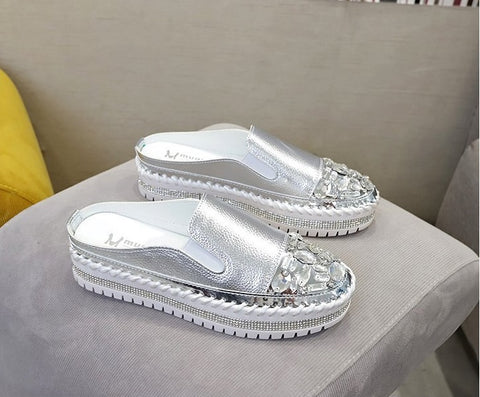 New Fashionable Casual Rhinestone Platform Leather Vulcanized Shoes CODE: KAR1277