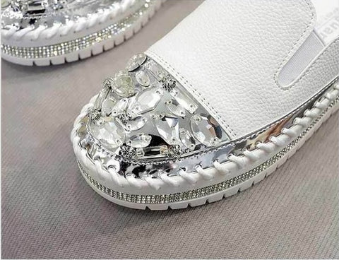 New Fashionable Casual Rhinestone Platform Leather Vulcanized Shoes CODE: KAR1277