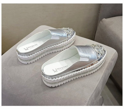 New Fashionable Casual Rhinestone Platform Leather Vulcanized Shoes CODE: KAR1277