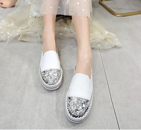 New Fashionable Casual Rhinestone Platform Leather Vulcanized Shoes CODE: KAR1277
