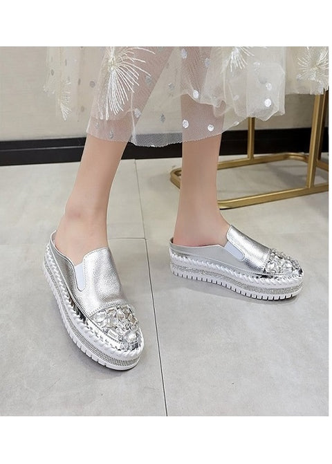 New Fashionable Casual Rhinestone Platform Leather Vulcanized Shoes CODE: KAR1277