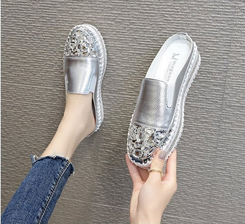 New Fashionable Casual Rhinestone Platform Leather Vulcanized Shoes CODE: KAR1277