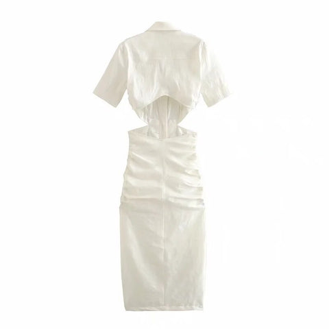 New Collection Cut Out Waist Fashionable Design Sexy Elegant Short Sleeve Midi Dress CODE: KAR1283