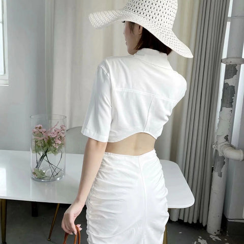 New Collection Cut Out Waist Fashionable Design Sexy Elegant Short Sleeve Midi Dress CODE: KAR1283