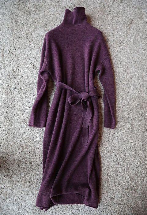 New Fall Winter Collection Casual Soft  Plus Size  High Neck Knitted Midi Dress CODE: KAR1289