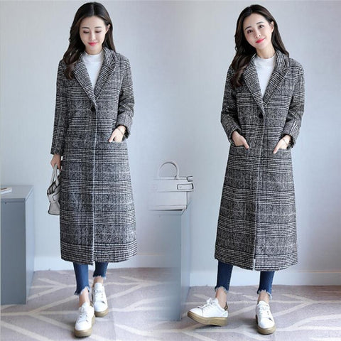 Fall and Winter Collection Wool Double Breasted, Long, Casual, Loose, Fashionable Coat CODE: KAR1290