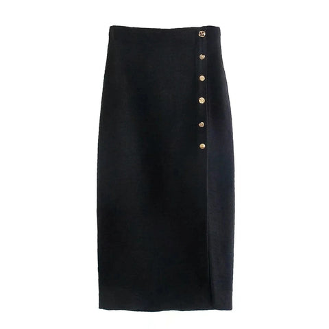 New Fashionable, Casual Short Blazer, with Metal Button, Coat, Midi Skirt set CODE: KAR1291