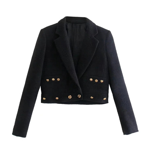 New Fashionable, Casual Short Blazer, with Metal Button, Coat, Midi Skirt set CODE: KAR1291