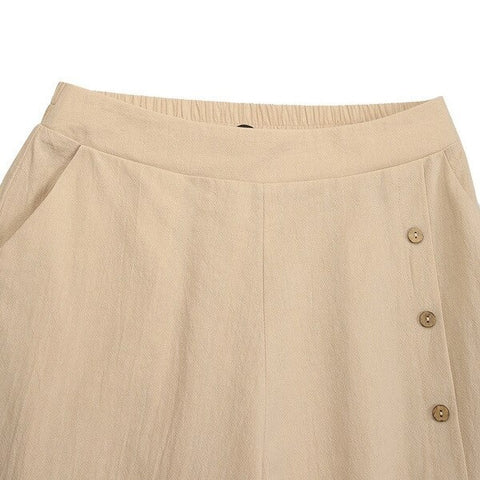 New split with multiple buttons, high waist, loose, casual Wide leg pant CODE: KAR1293