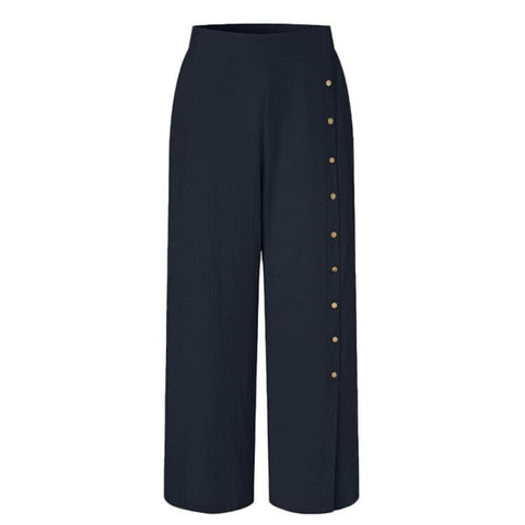 New split with multiple buttons, high waist, loose, casual Wide leg pant CODE: KAR1293