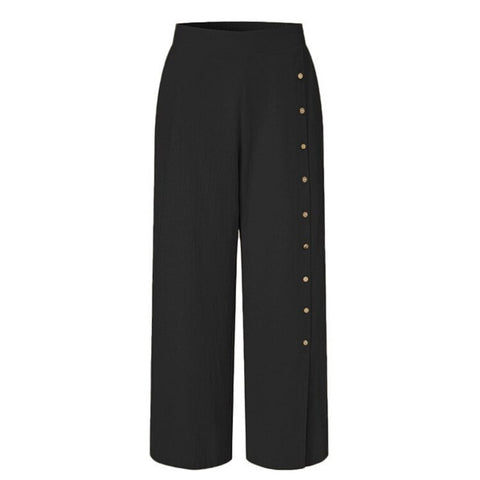 New split with multiple buttons, high waist, loose, casual Wide leg pant CODE: KAR1293