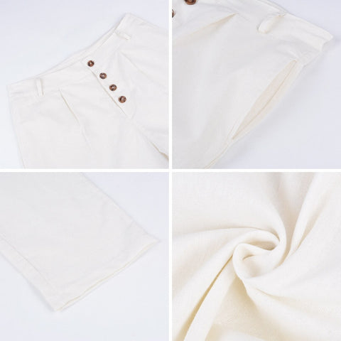 Summer Collection  Solid Color, Button Pockets, Casual, Straight and Slim Fit Pants CODE: KAR1294