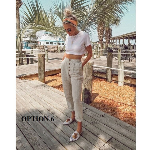 Summer Collection  Solid Color, Button Pockets, Casual, Straight and Slim Fit Pants CODE: KAR1294