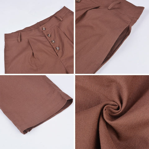 Summer Collection  Solid Color, Button Pockets, Casual, Straight and Slim Fit Pants CODE: KAR1294