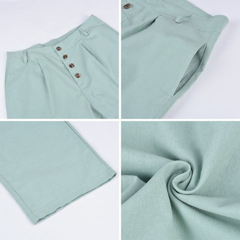 Summer Collection  Solid Color, Button Pockets, Casual, Straight and Slim Fit Pants CODE: KAR1294