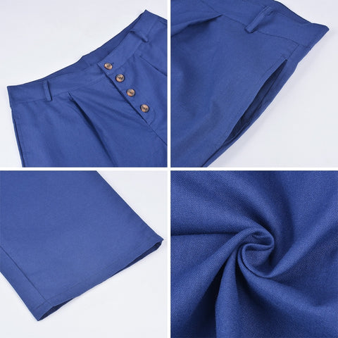 Summer Collection  Solid Color, Button Pockets, Casual, Straight and Slim Fit Pants CODE: KAR1294