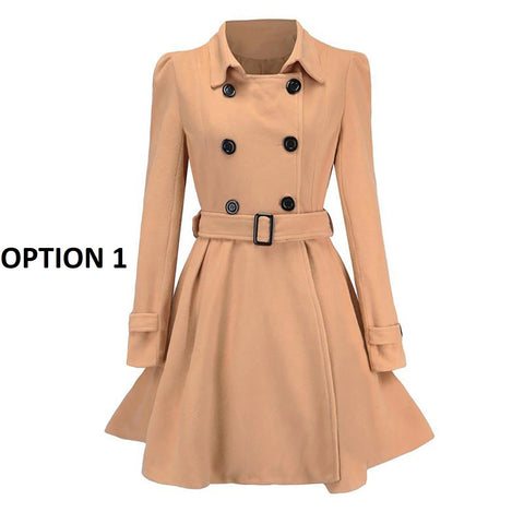 New Winter Collection Double Breasted with Belt Buckle Casual Fashionable Coat CODE: KAR1302