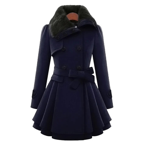 Fashionable  New Winter Style High Quality  Long Sleeve Turtleneck Thick Belt Coat CODE: KAR1303
