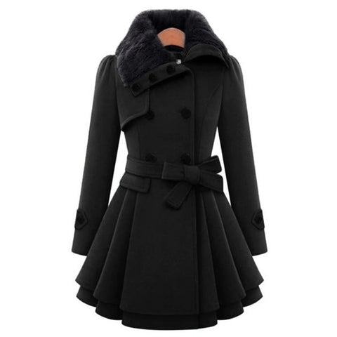 Fashionable  New Winter Style High Quality  Long Sleeve Turtleneck Thick Belt Coat CODE: KAR1303