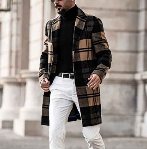 Men's  Fashionable, Casual, Slim, Mid-Length Trench Coat CODE: KAR1307