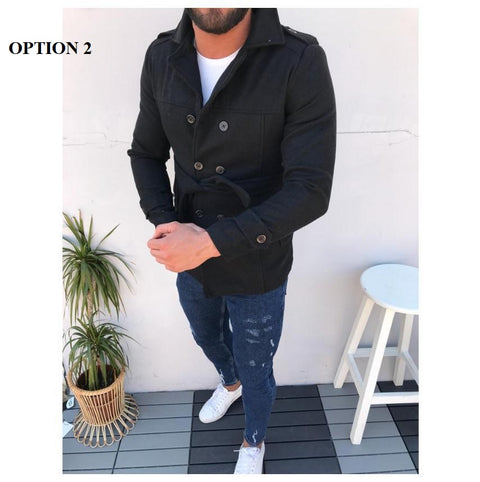 New Collection Casual Windbreaker with Belt, Double Breasted  Jacket CODE: KAR1308