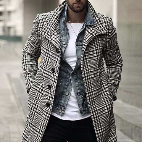 Mens Plaid Trench, Windbreaker, Single Breasted Coat CODE: KAR1309