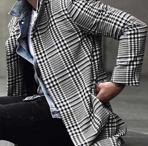 Mens Plaid Trench, Windbreaker, Single Breasted Coat CODE: KAR1309