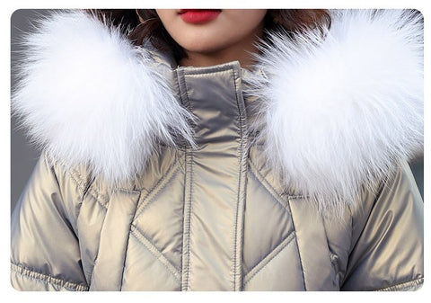 New Casual Fur Collar, Thick, Warm, Cotton Padded, Plus Size, Long Coat CODE: KAR1313
