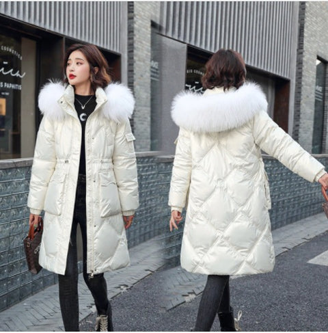 New Casual Fur Collar, Thick, Warm, Cotton Padded, Plus Size, Long Coat CODE: KAR1313