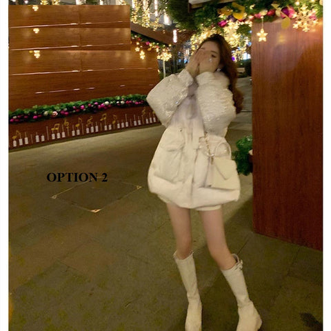 Winter Fashion Plush Collar Loose Coat CODE: KAR1314